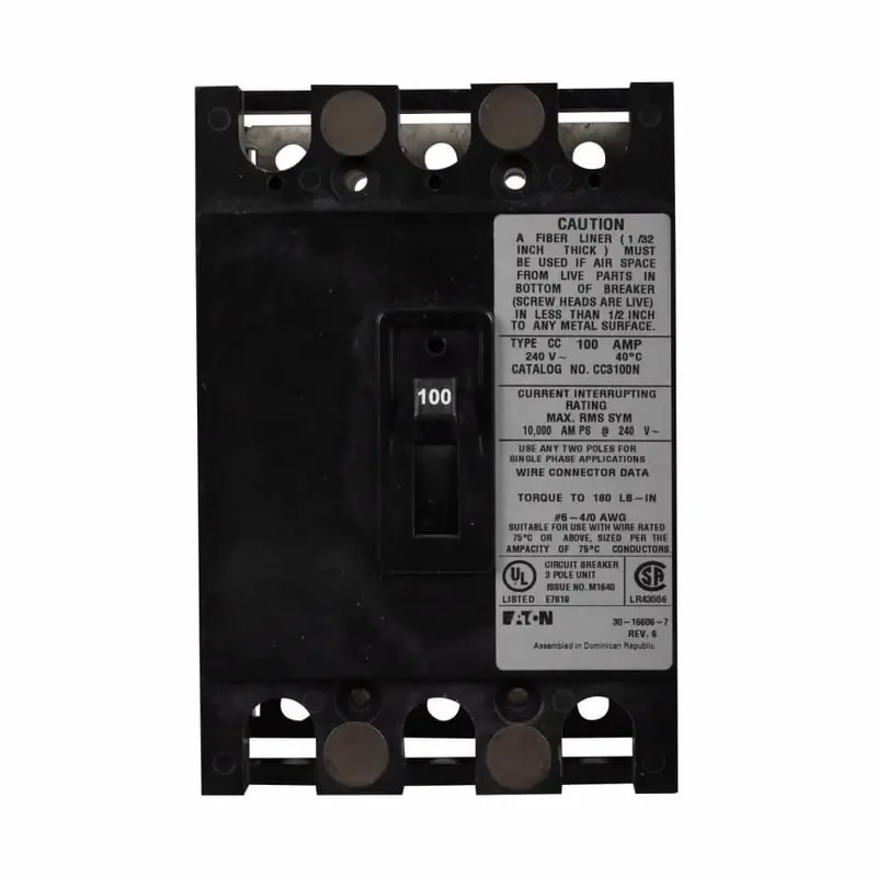 Eaton CC3100N BR, 3 Pole, 100 Amp, Bolt-On Main Breaker Kit Circuit Breaker, 240 Volt