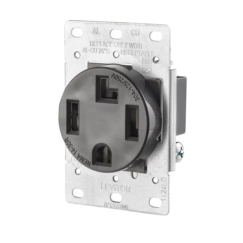 Leviton 278 30 Amp 125/250 Volt Dryer Single Receptacle Black