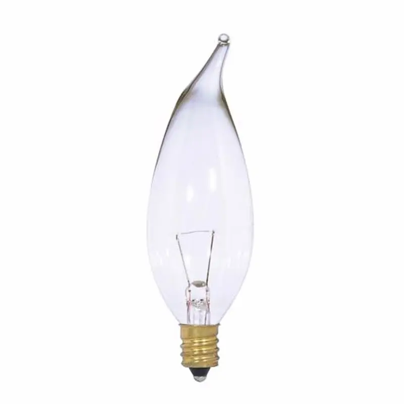 Satco S3868 25 Watt CA10, Incandescent Lamp, Candelabra Base, 12 Volt