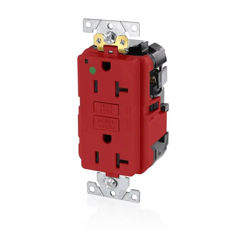 Leviton MGFN2-HGR 20 Amp, 125 Volt, SmartlockPro GFCI Receptacle, Red