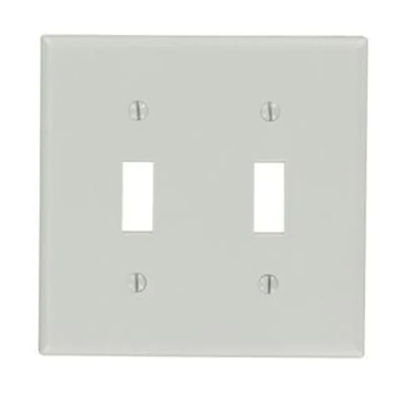 Leviton 87009 2 Gang Toggle Device Switch Wall Plate Standard Size Thermoset Device Mount Gray