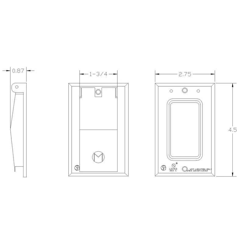 Mulberry 30554 1 Gang, GFI/Decora Weatherproof Cover, Vertical, Gray