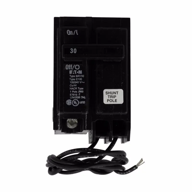 Eaton BR120ST BR, 1 Pole, 20 Amp, Plug-On Shunt Trip Circuit Breaker, 120/240 Volt