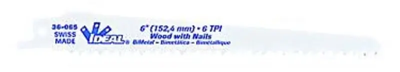 IDEAL 36-065 Reciprocating Saw Blade 6IN x 3/4IN x .050 6TPI