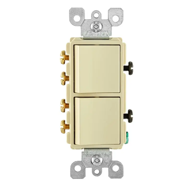 Leviton 5643-I 15 Amp 3 Way Dual Decora Combination Switch 120/277 Volt Ivory