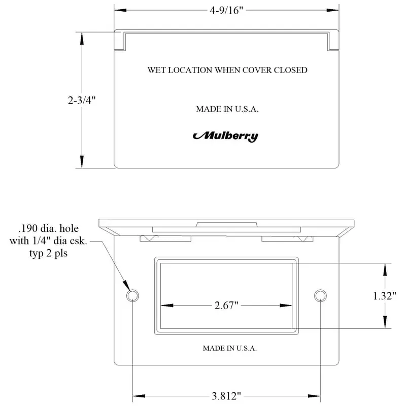Mulberry 30451 Weatherproof Cover 1 Gang GFI Receptacle Horizontal Gray