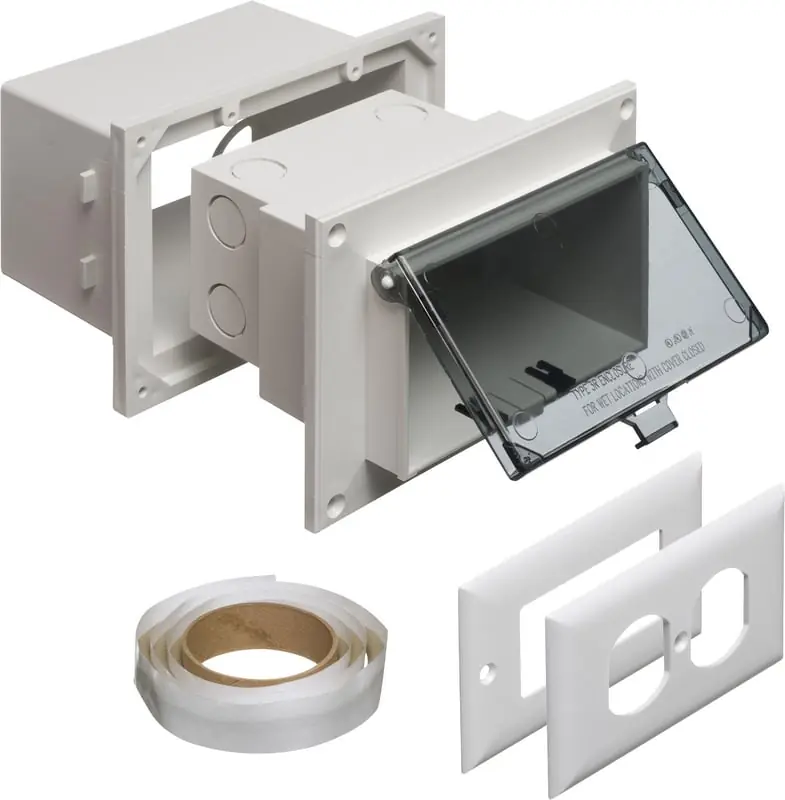 Arlington DHB1C Low Profile Weatherproof InBox Kit, Horizontal, Clear Cover, White Box