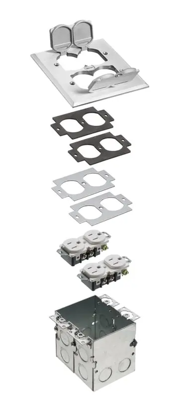 Arlington FLB5551NL 2 Gang Floor Box Kit, Nickel