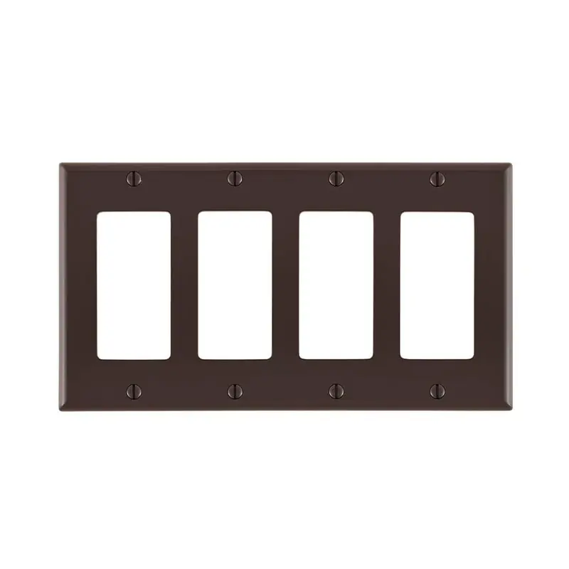 Leviton 80412 4 Gang Decora/GFCI Device Decora Wall Plate, Standard Size, Thermoset, Device Mount, Brown