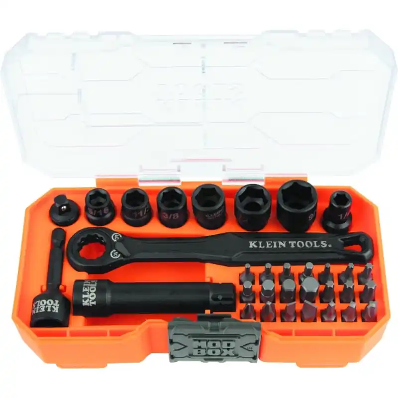 Klein 65300 KNECT 1/4-Inch Drive Impact-Rated Pass Through Socket Set, 32-Piece