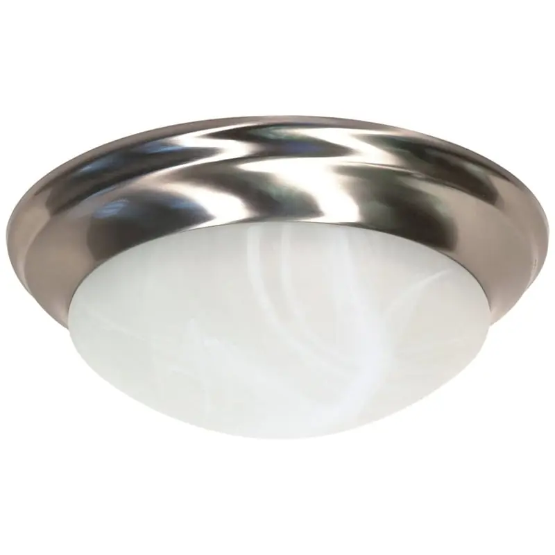 Satco 60-284 Two Light 14 Flush Mount with Alabaster Glass - Brushed Nickel Finish