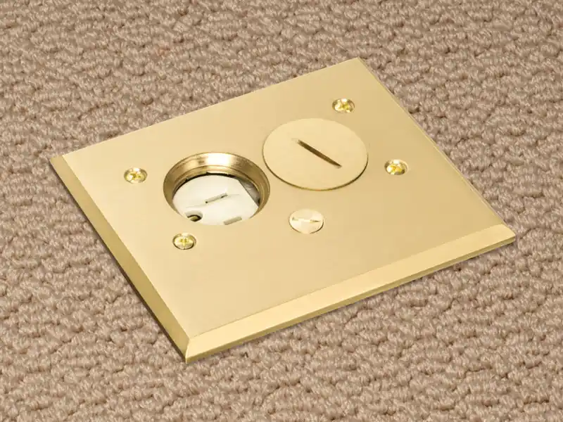 Arlington FLBA101MB Adjustable Floor Box With Metallic Cover 2 Outlets 1 Gang