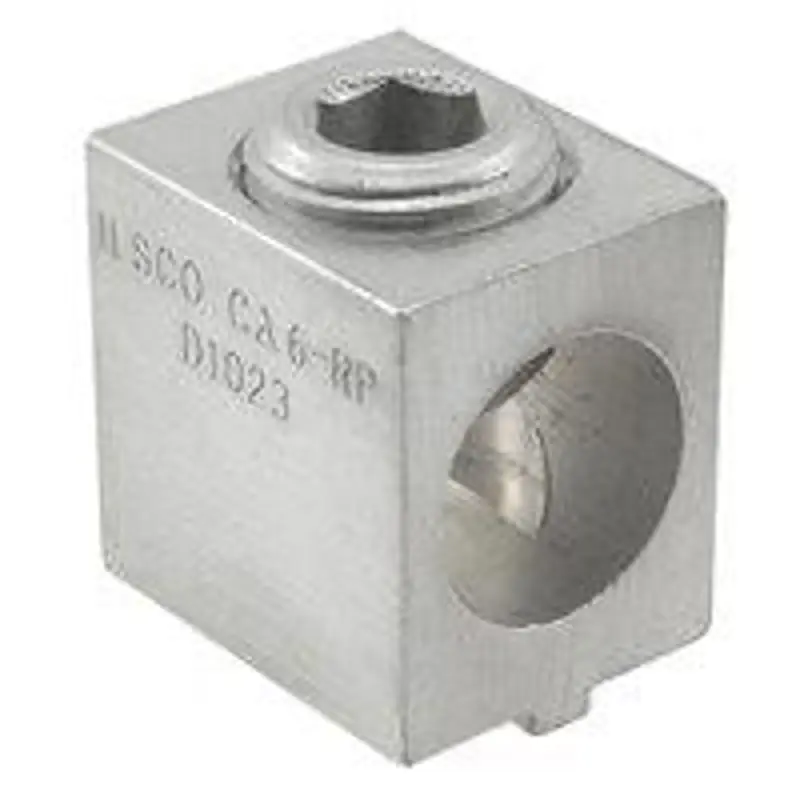 ILSCO CA6RP Aluminum Box-Type Mechanical Lug, Conductor Range 250-6, 1 Hole, Round Boss