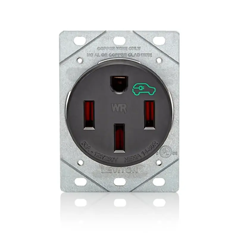 Leviton 1450W 50 Amp EV Charging Receptacle/Outlet, Heavy Duty, Weather-Resistant