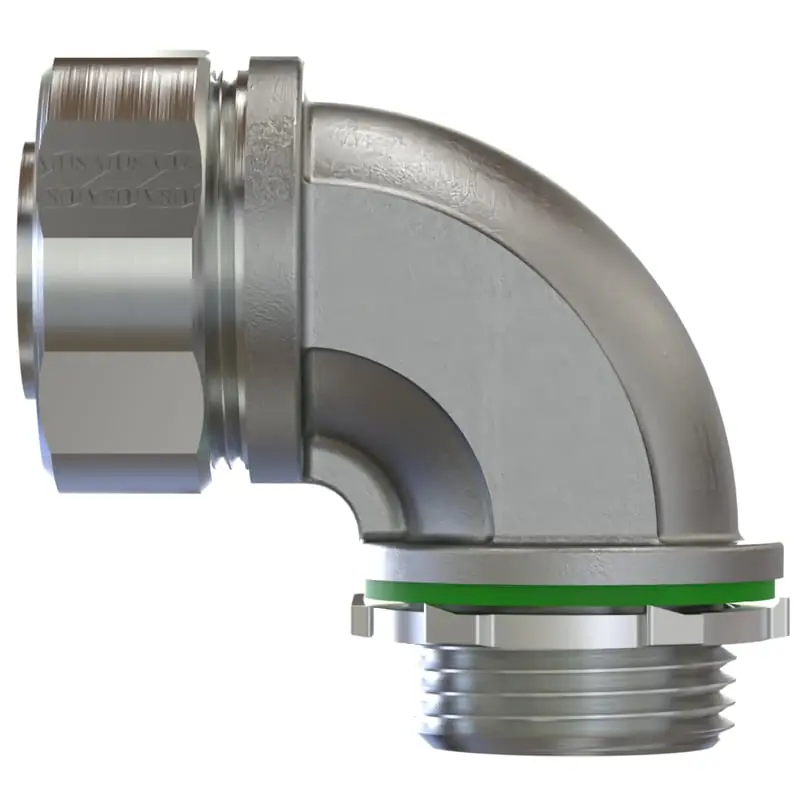 Multiple STR3890 3/8IN Liquid Tight Connector, 90 Degree, Metallic