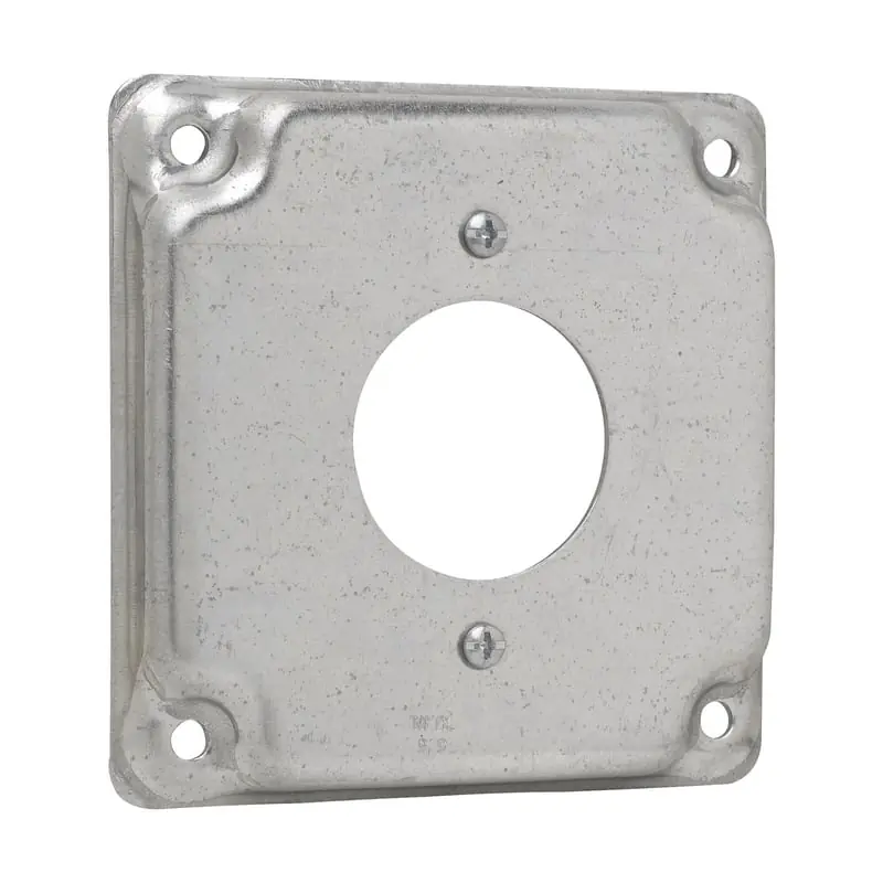 Multiple TP507 4IN Square Raised 1-19/32IN Diameter Single Receptacle Cover