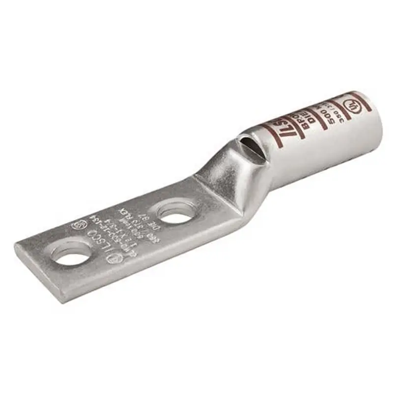 ILSCO CLWD-2-14-58 Surecrimp Copper Compression Lug, Conductor Size 2, 2 Holes, 1/4IN Bolt Size, 5/8IN Hole Spacing, Long Barrel