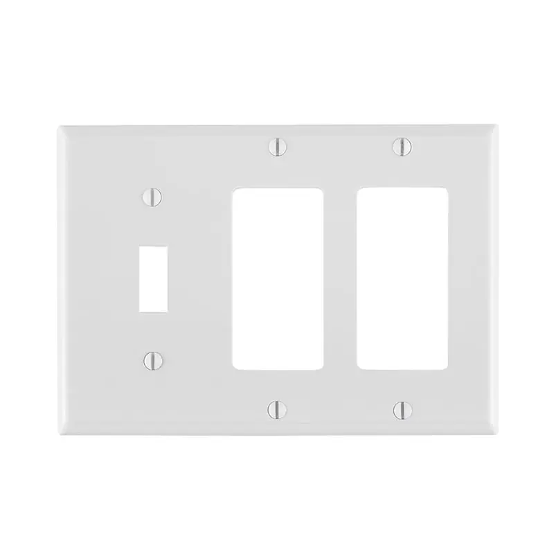 Leviton 80731-W 3 Gang 1-Toggle Decora/GFCI Device Combination Wall Plate, Thermoplastic Nylon, Device Mount, White