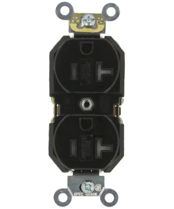 Leviton TBR20-E 20 Amp, 125 Volt, Straight Blade Receptacle, Black
