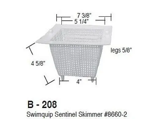 Aladdin Equipment B-208 Basket for Swimquip Sentinel Skimmer Replacement B-208