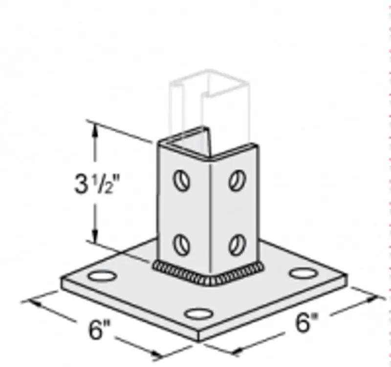 Multiple PS-3033-SQ-EG 1 5/8 Deep Square Strut Post Base