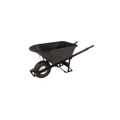 Bon Pro Plus 5 3/4 Cu Ft Single Knobby Tire Steel Handle Poly Tray Wheelbarrow