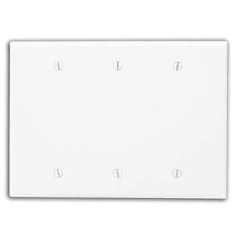 LEVITON 80533-W 3 Gang Blank Box Mount Wall Plate, Midway Size, White