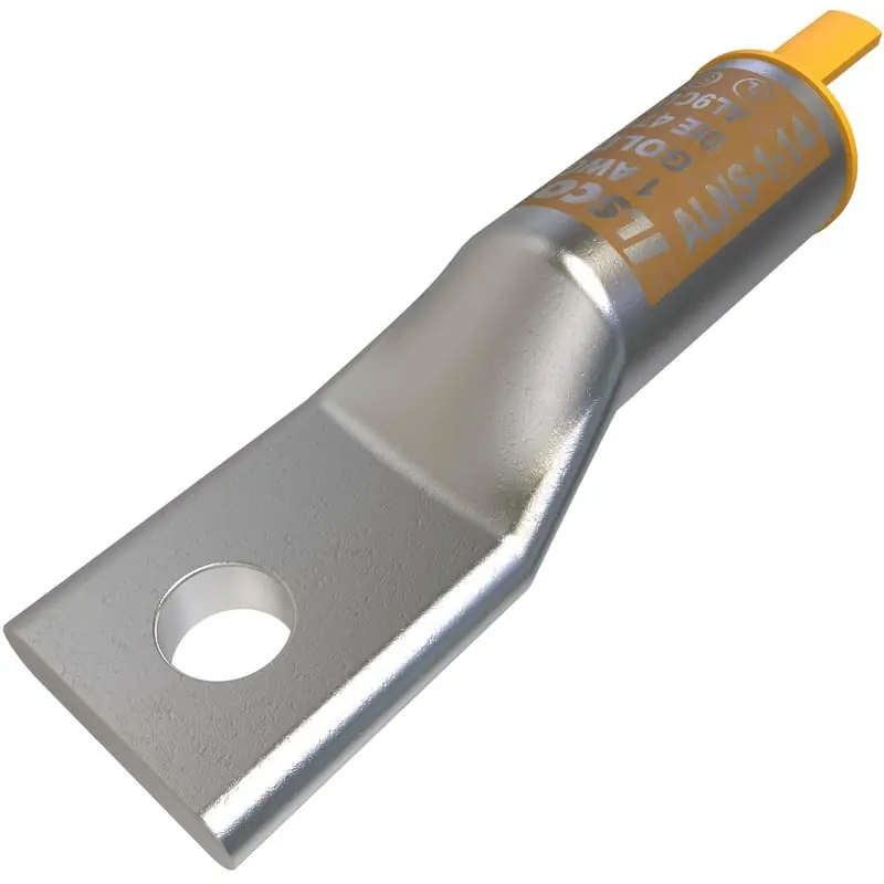 ILSCO ALNS-1-14 Surecrimp Aluminum Compression Lug, Conductor Size 1, 1 Hole, 1/4IN Bolt Size, Long Barrel