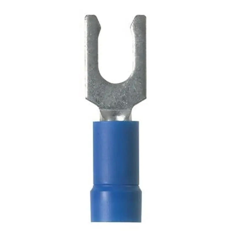 Panduit EV14-6LFB-Q Stronghold Vinyl Insulated Locking Fork Terminal, 16-14 AWG, #6 Stud Size