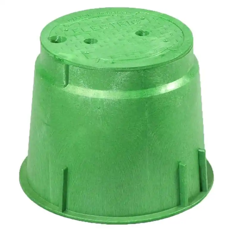 Highline 910L-1G2G 10IN Round Underground Enclosure, Hex Head, Electric Logo, Green