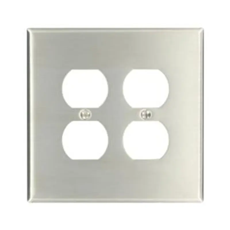 LEVITON 84116-40 2 Gang Duplex Device Receptacle Wall Plate, Oversized, 302 Stainless Steel