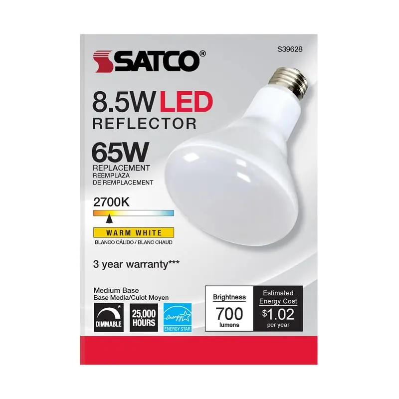 Satco S39628 LED Lamp BR30 8.52 Watt Dimmable 120 Volt