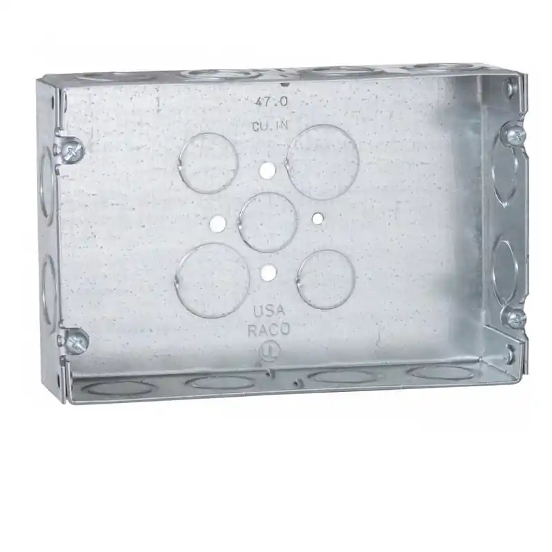 Multiple 951 2 Gang Switch Box, 1-5/8IN Deep, 1/2IN and 3/4IN KO