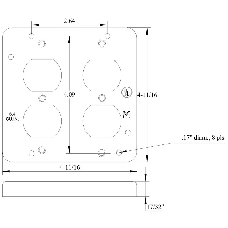 Multiple 979 Square Box Cover 2 Duplex Receptacle