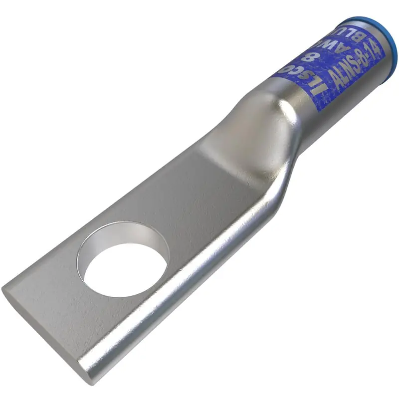ILSCO ALNS-8-14 Surecrimp Aluminum Compression Lug, Conductor Size 8, 1 Hole, 1/4IN Bolt Size, Long Barrel