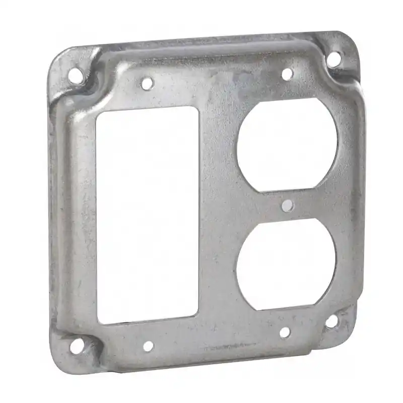 Multiple 915C 4 Square, 1 GFCI, 1 Duplex Raised Cover