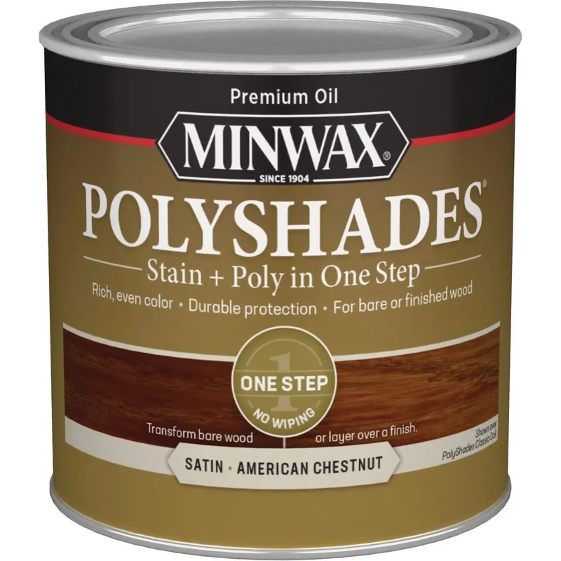 Minwax 213754444 Polyshades 1/2 Pt. Satin Stain & Finish Polyurethane In 1-Step, American Chestnut