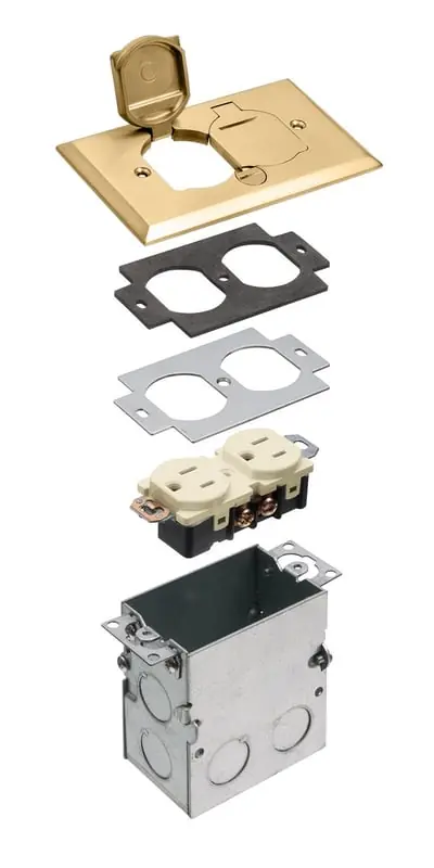 Arlington FLB5331MB 1 Gang Floor Box Kit, Brass