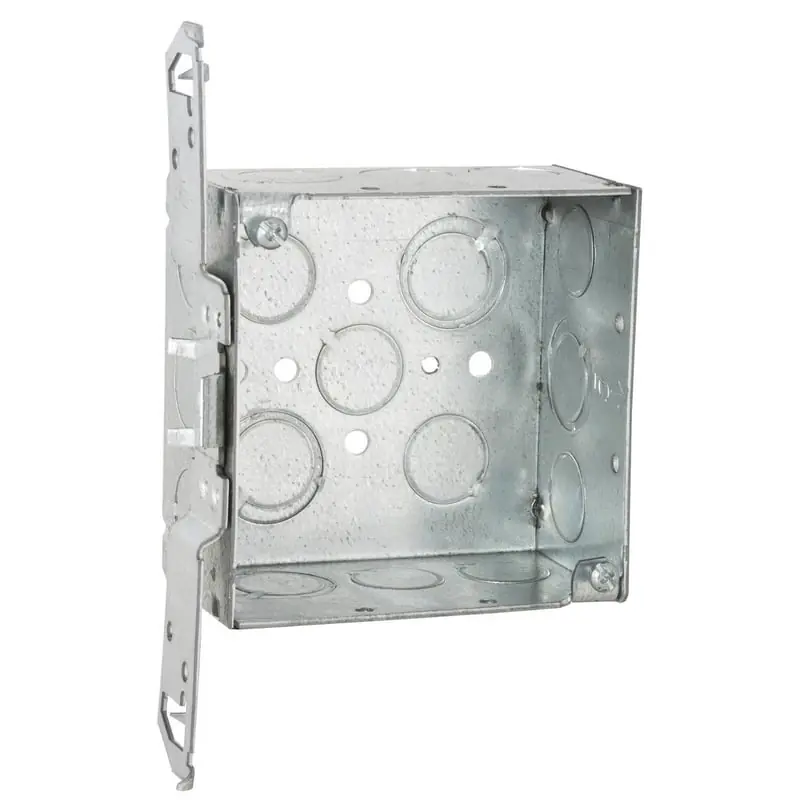Multiple 235 4 Square Box, 2-1/8IN Deep, Combo KO's, Flat Bracket