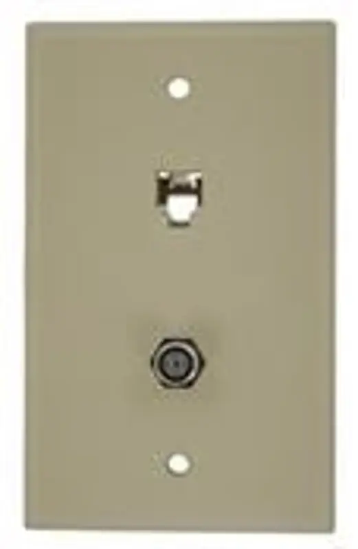 Leviton 40959-I Standard Telephone/Video Wall Plate, 6P4C X F, Screw Terminals, Ivory