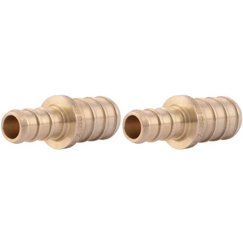 SharkBite UC009LFA Brass Crimp Reducing Coupling 3/8 x 1/2 Inch PEX Pipe Fitting (Pack of 2)