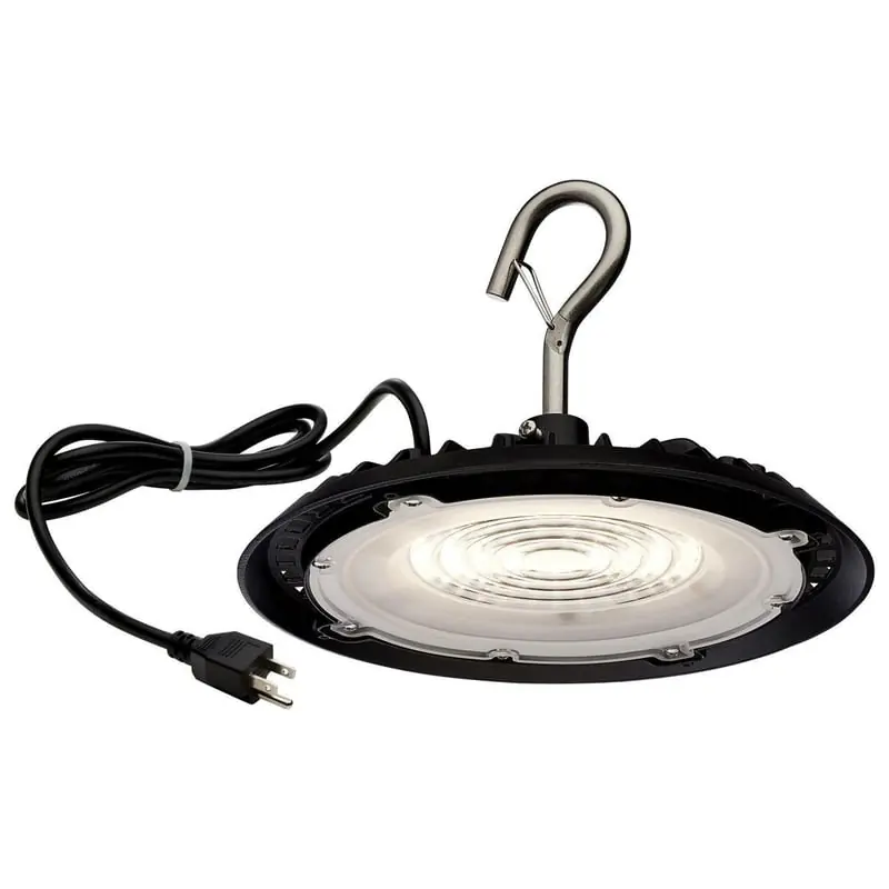 Satco 65/965 LED UFO Highbay Shop Light With Plug, 8IN Diameter, Black