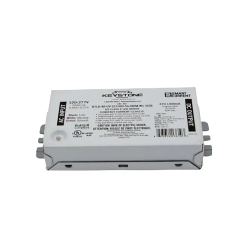 KEYSTONE KTLD-40-UV-SC1400-56-VDIM-W1/USB 40W 120-277V Programmable LED Driver W/USB-C Port 0-10V DIM470-1400mA OUTPUT