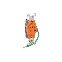 Leviton 8300-LIG 20-Amp 125 Volt Slim Body Duplex Receptacle Straight Blade Hospital Grade Isolated Ground Orange