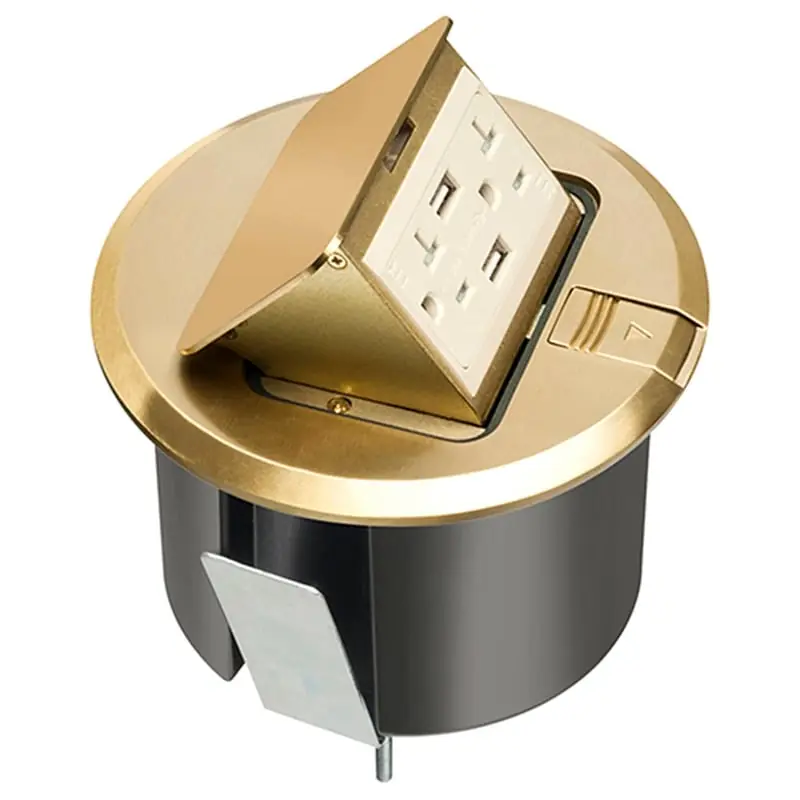 Arlington FLBT6520UMB Round Box Kit W/ 2 USB Port Receptacle, Brass