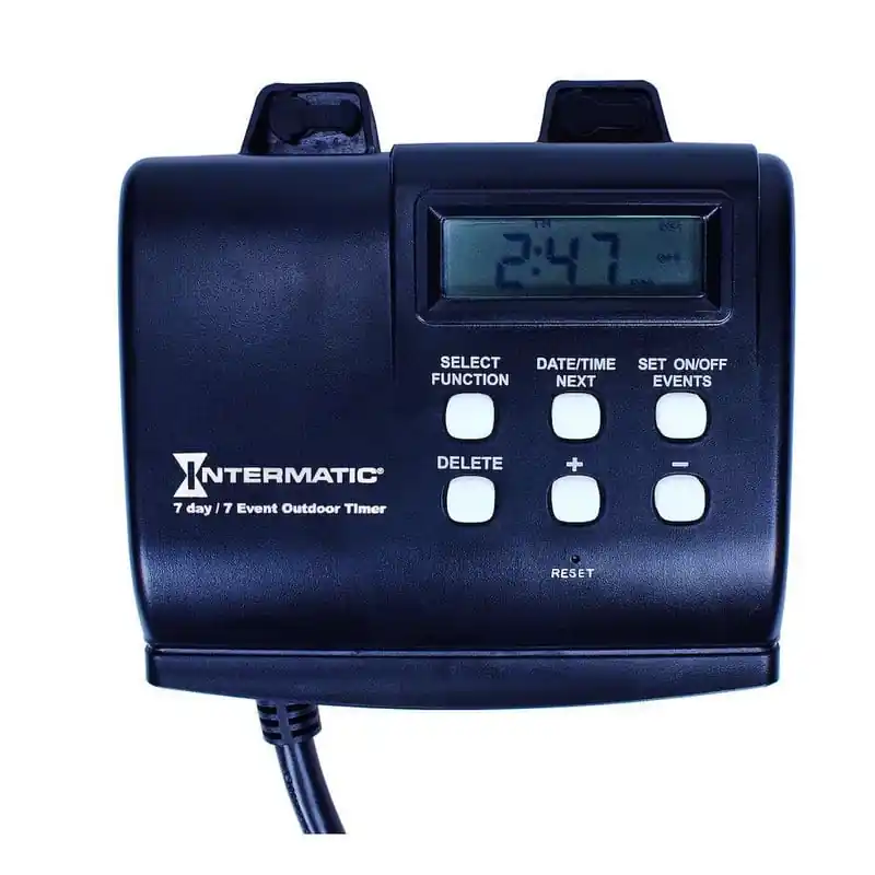 Intermatic HB880R 15 Amp 7 Day Outdoor Digital Plug-In Timer, Black