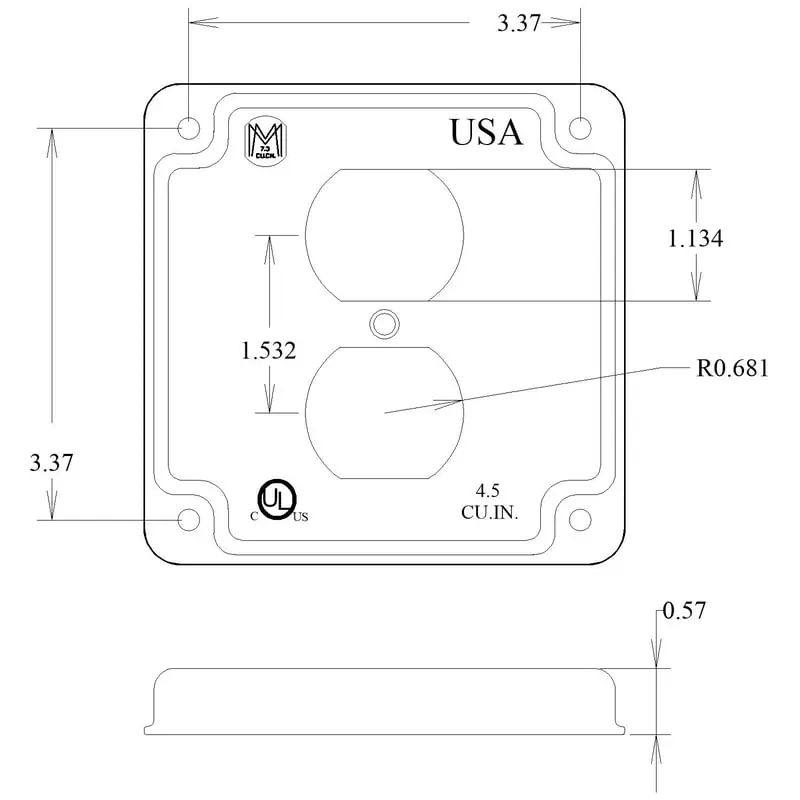 Multiple 902C 4 Square, 1 Duplex Raised Cover