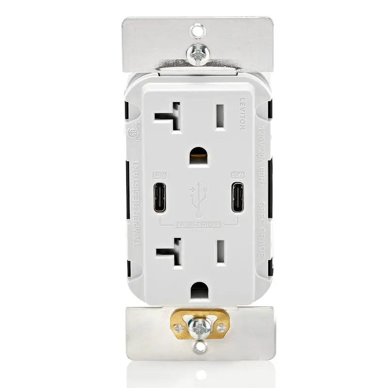 Leviton T5836-W 20A TR RECPT USB TYPEHP CC CHRG