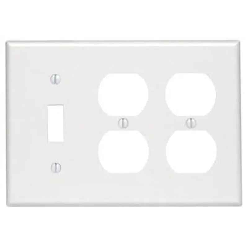 Leviton 80747-W 3 Gang 1-Toggle 2-Duplex Device Combination Wall Plate