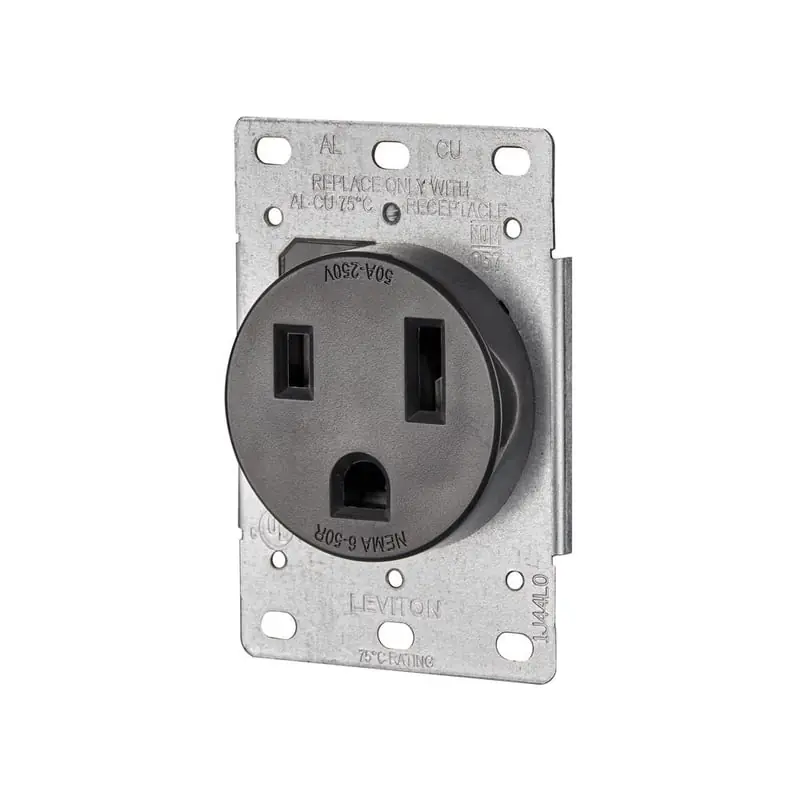 Leviton 5374 50 Amp 250 Volt Shallow Flush Mount Power Receptacle White